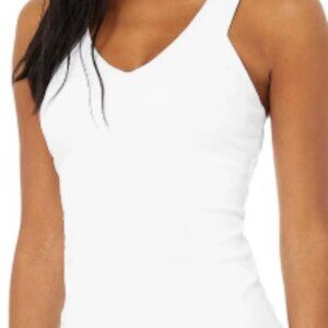ALO Yoga White Ribbed Elevate Ribbed Tank - Size - Medium